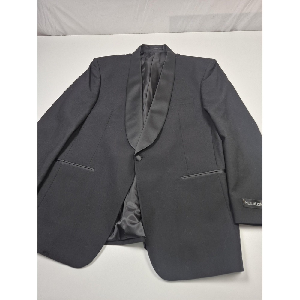 Neil Allyn Suit Jacket Mens 46 Long Black Wool Tuxedo One Button